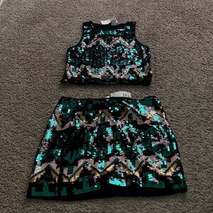 H&M Sequined Two-Piece Set Tank Top (M) and Mini Skirt (US 6)